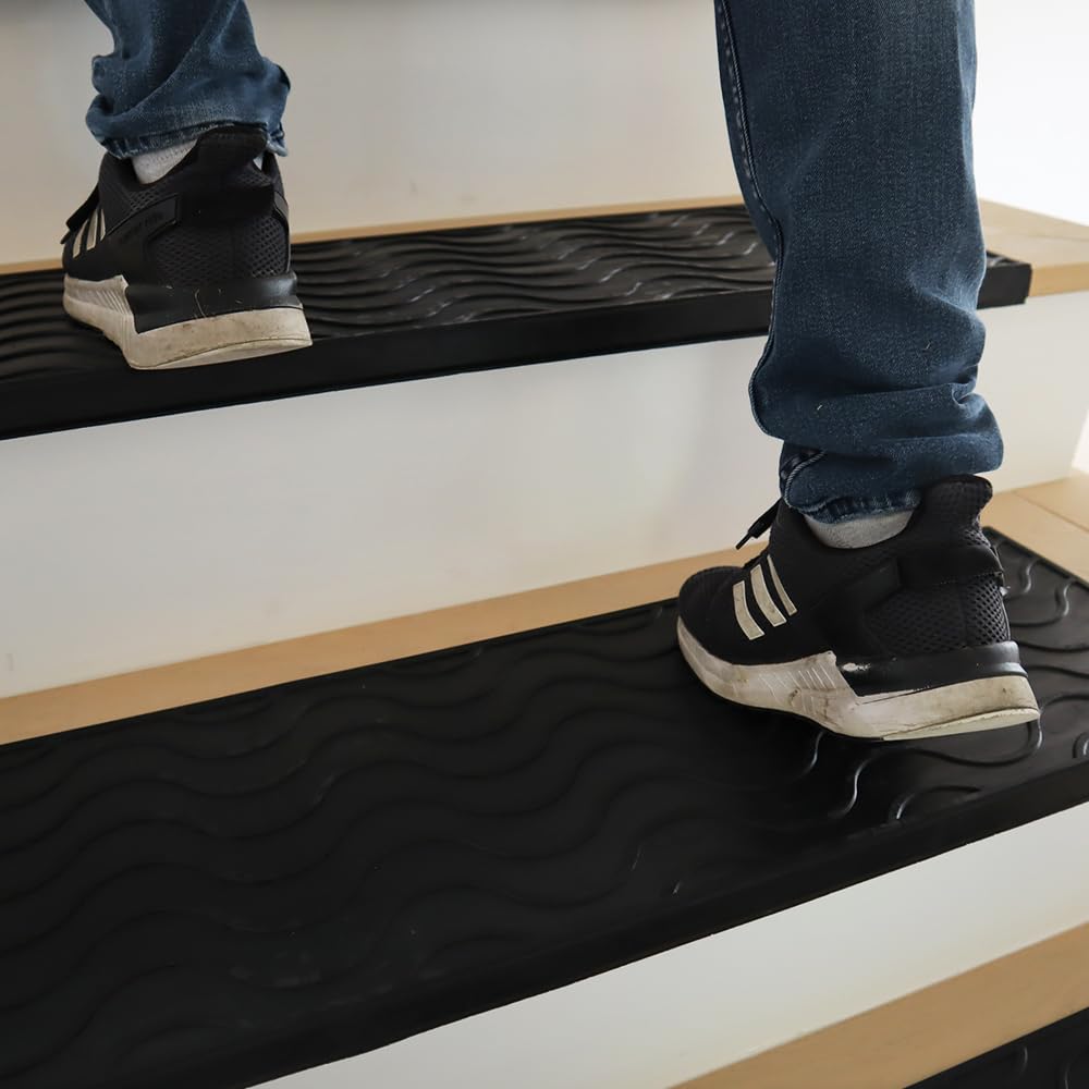 Wave Rubber Stair Mats 6 Pack