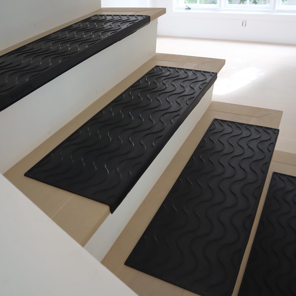 Wave Rubber Stair Mats 6 Pack