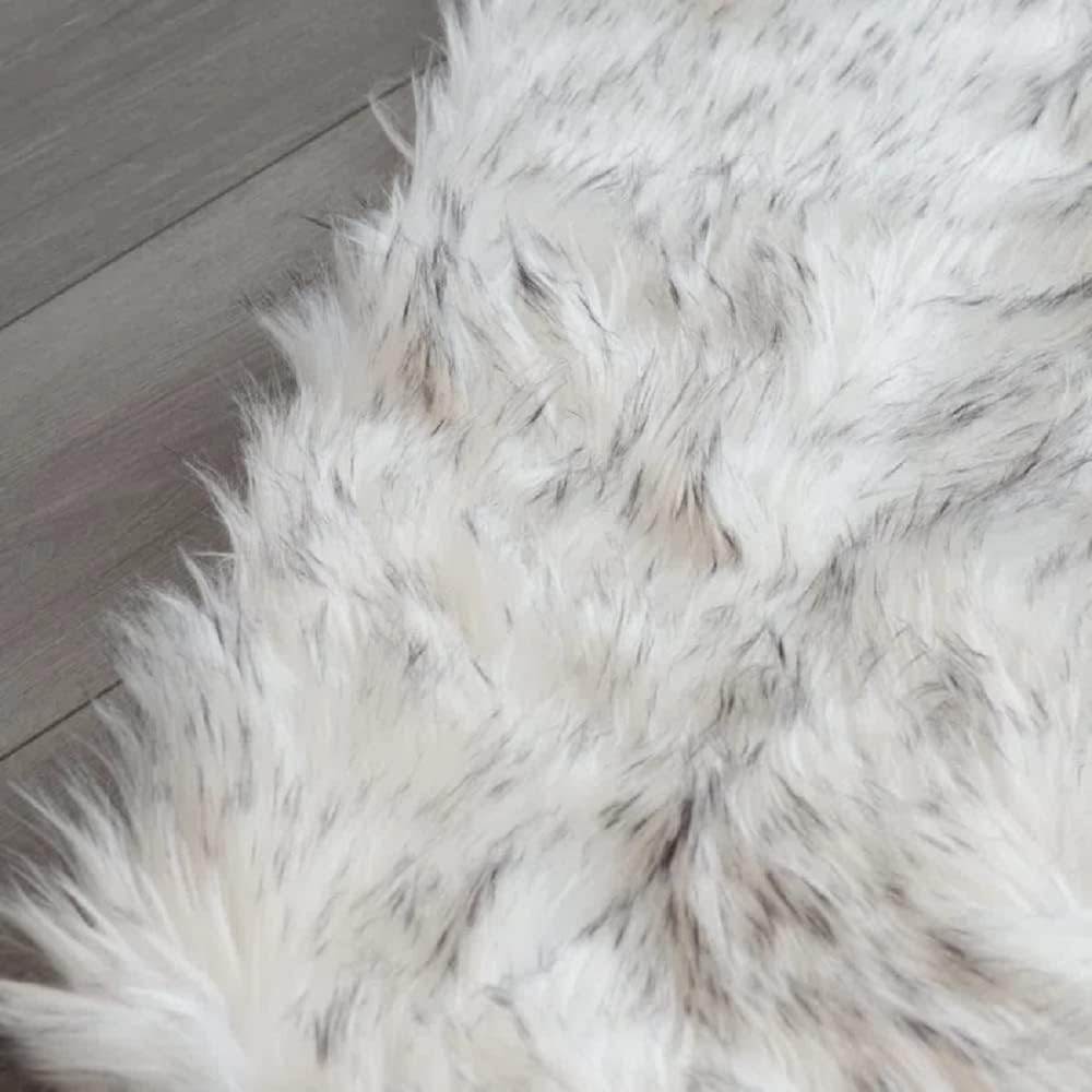 Grey White Plush Rug Runner 2x6
