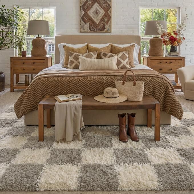 Grey Shag Area Rug 5x8 Washable