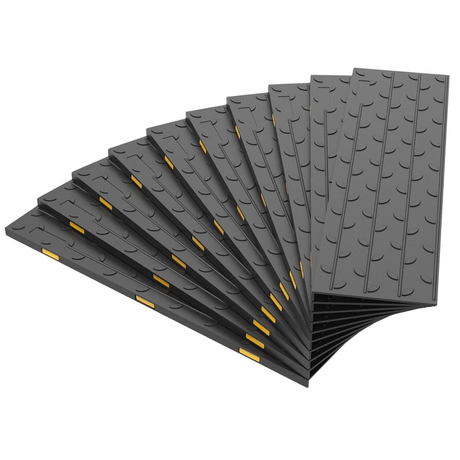 Heavy-Duty Rubber Anti-Slip Reflective Stair Treads 10 Pack