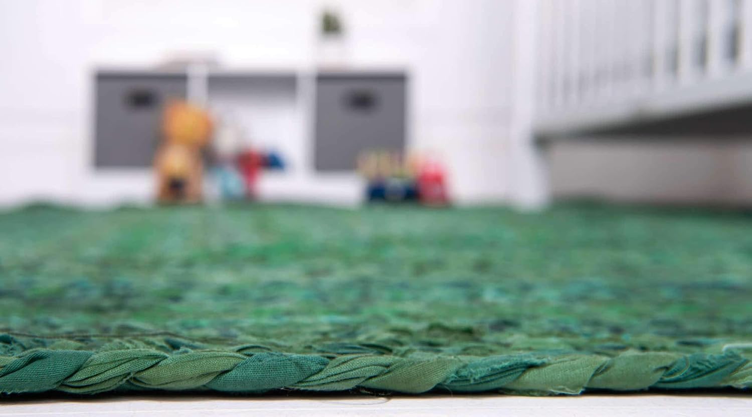 Green Hunter Braided Chindi Round Rug