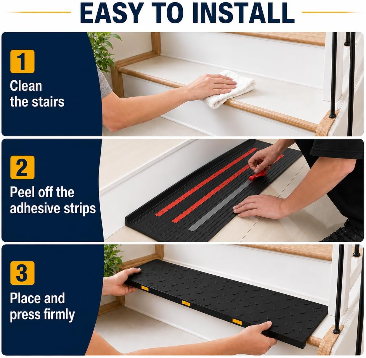 Reflective Rubber Stair Treads 5 Pack