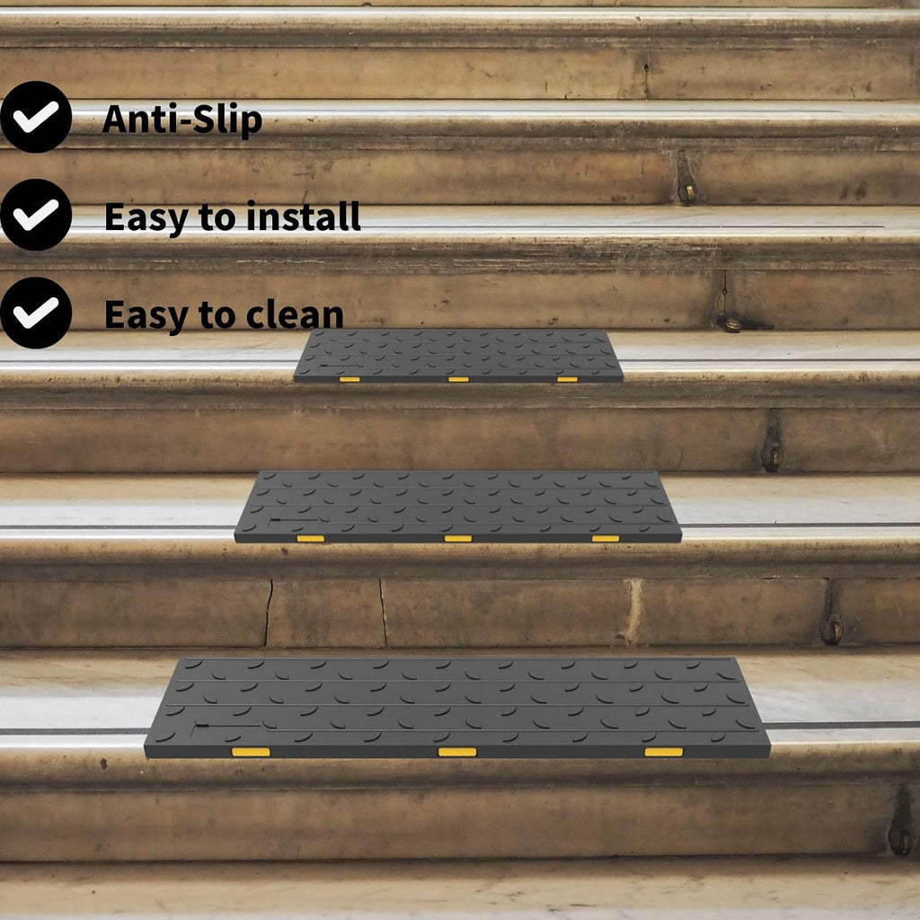 Heavy-Duty Rubber Anti-Slip Reflective Stair Treads 10 Pack