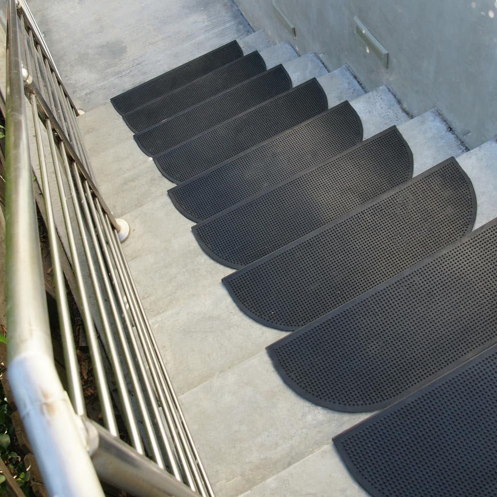 Black Grip Tight Rubber Stair Mats 6 Pack