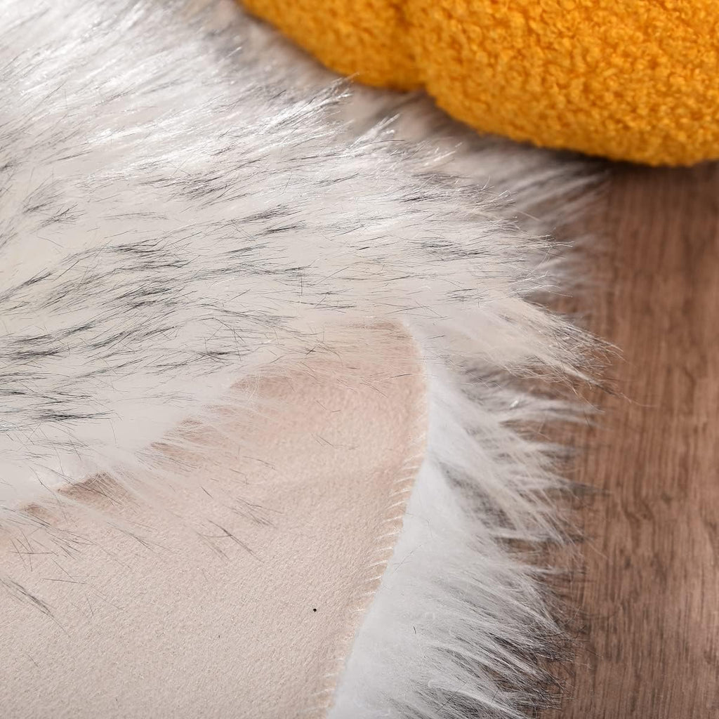 Grey White Plush Rug Runner 2x6