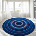 Blue Handwoven Round Braided Soft Accent Rug