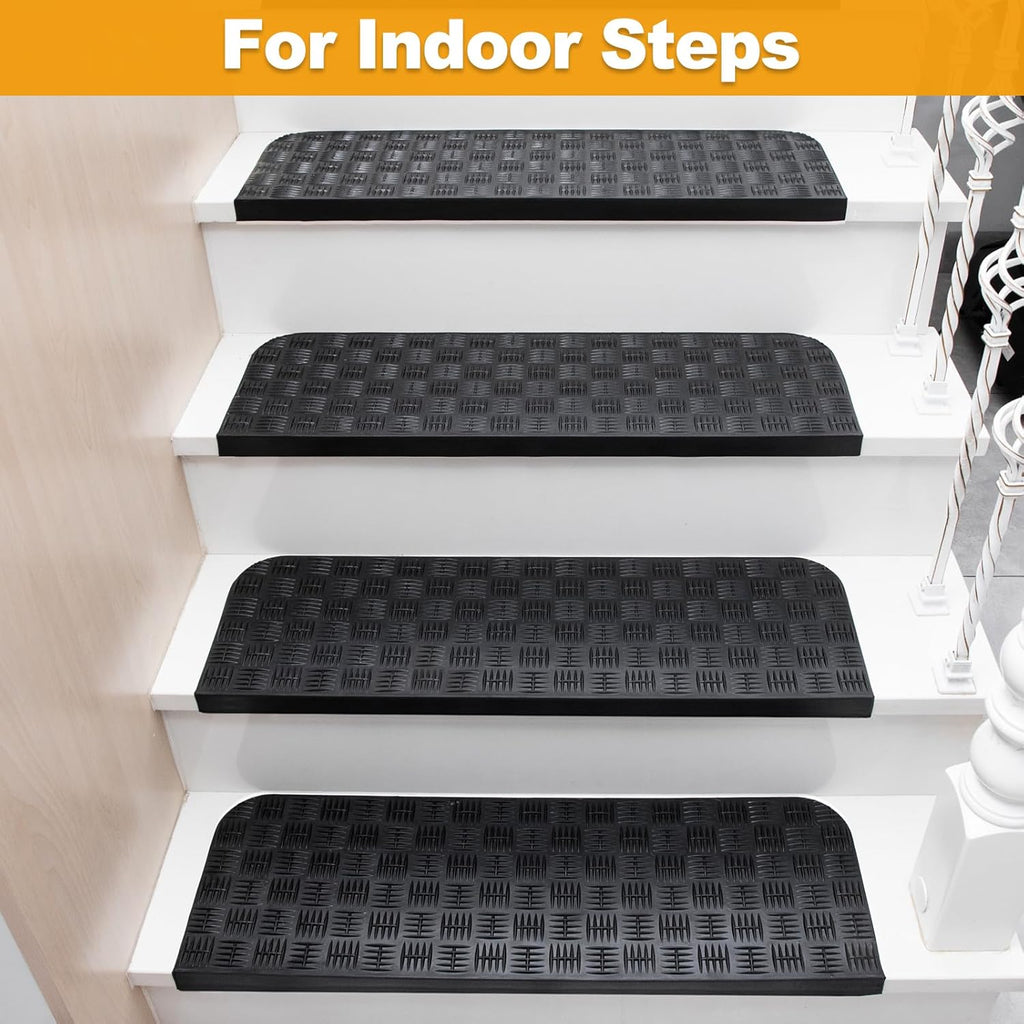 Indoor Outdoor Rubber Stair Treads 3 Pack