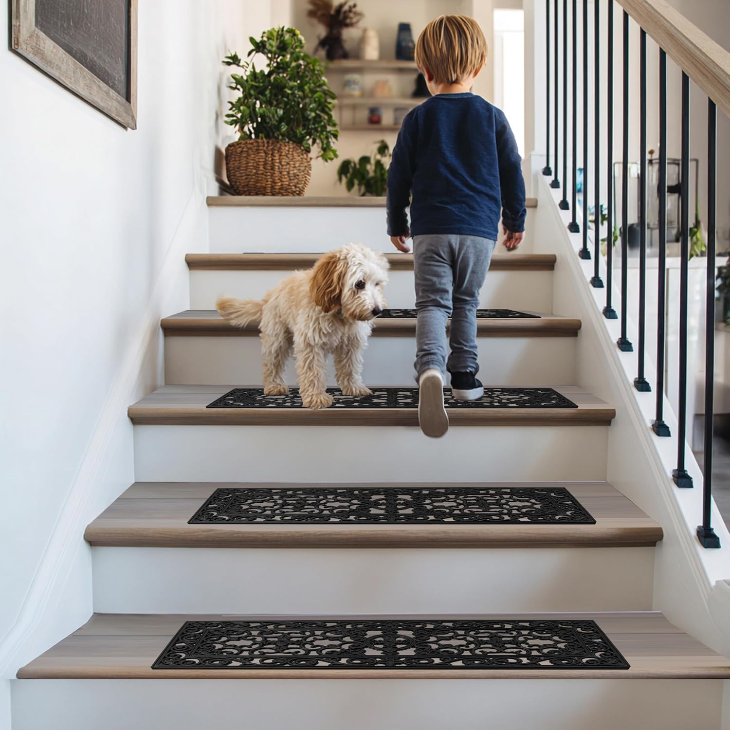 Heavy-Duty Rubber Stair Treads 4 Pack