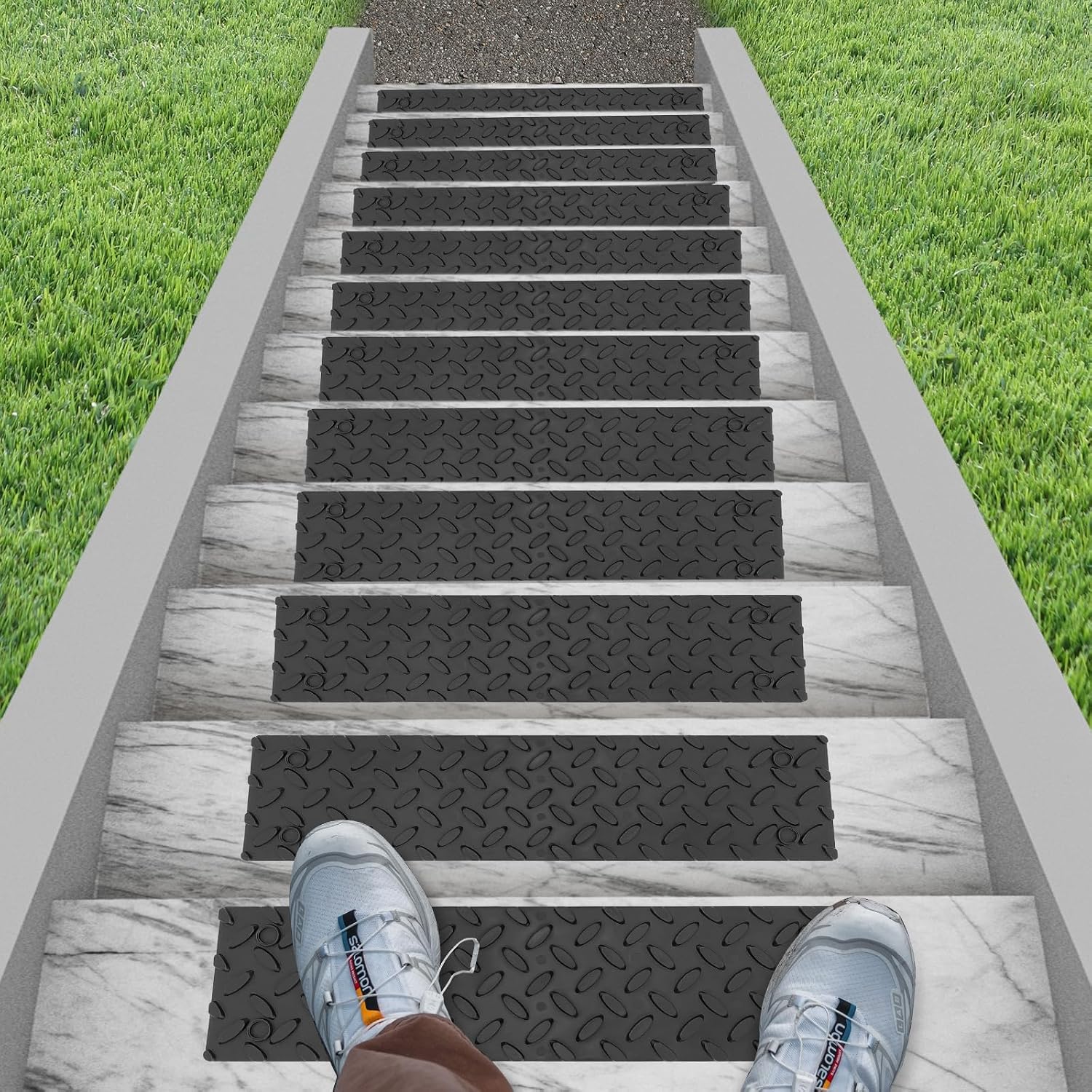 Black Skid Resistant Rubber Stair Treads 12 PCS