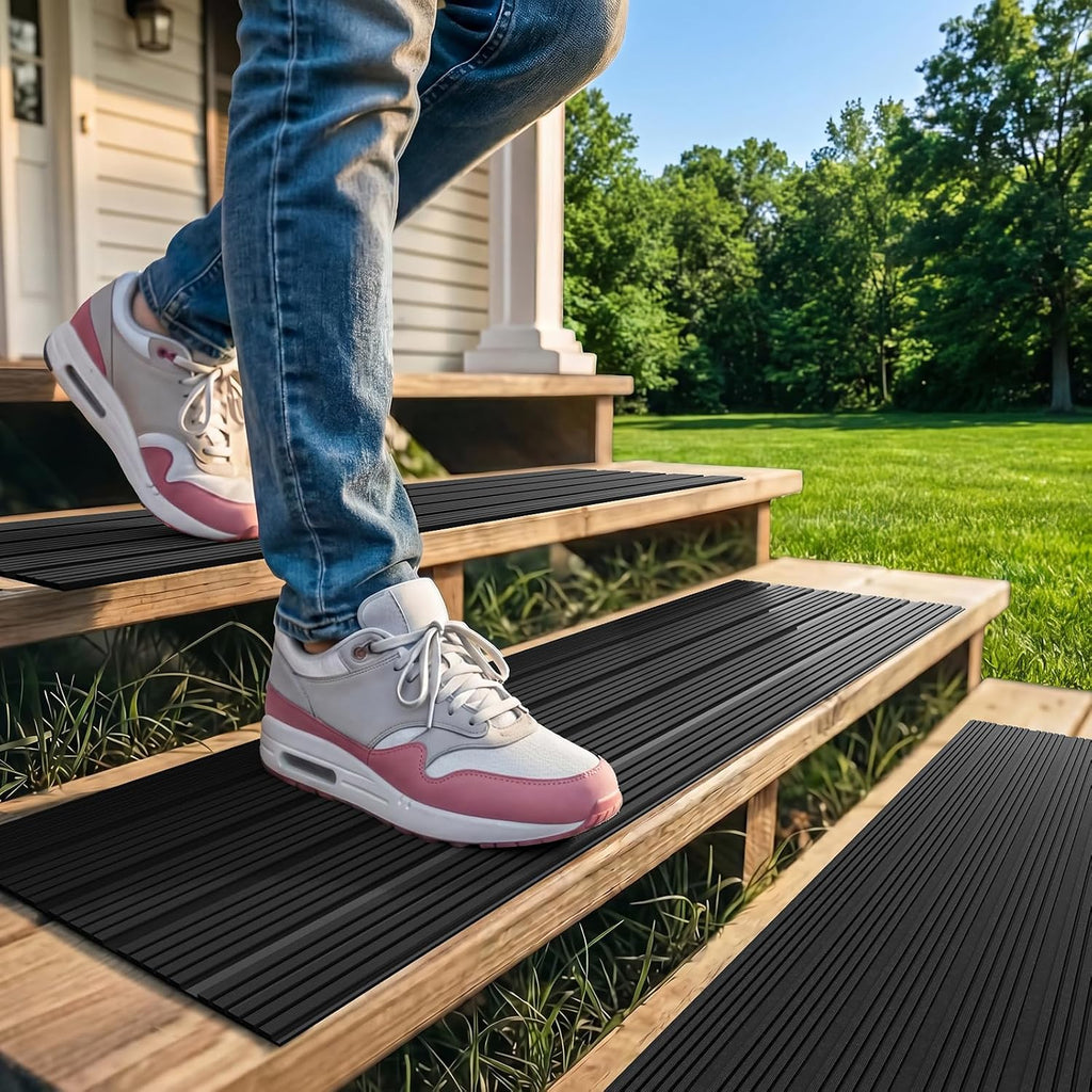 Gray Striped Non-Slip PVC Stair Treads 5 PCS