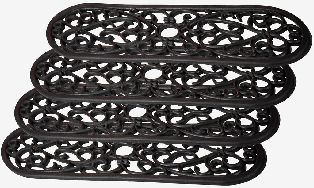 Black Scroll Anti-Slip Rubber Stair Treads 4 Pack