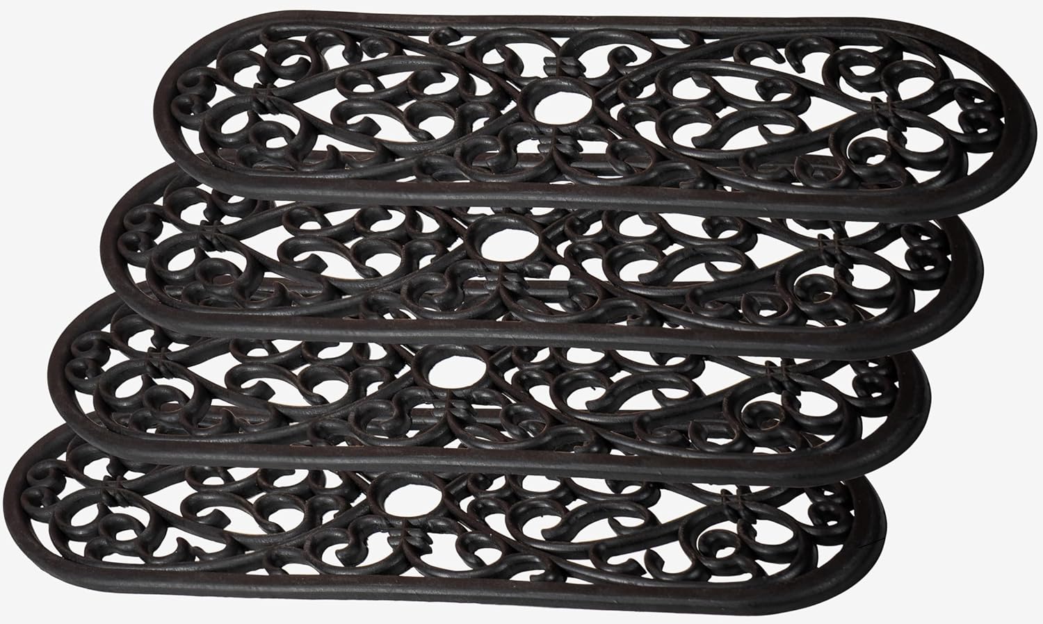 Black Scroll Anti-Slip Rubber Stair Treads 4 Pack