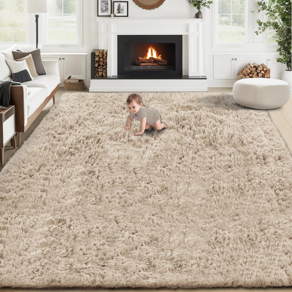 Soft Camel Plush Indoor Area Rug 8x10