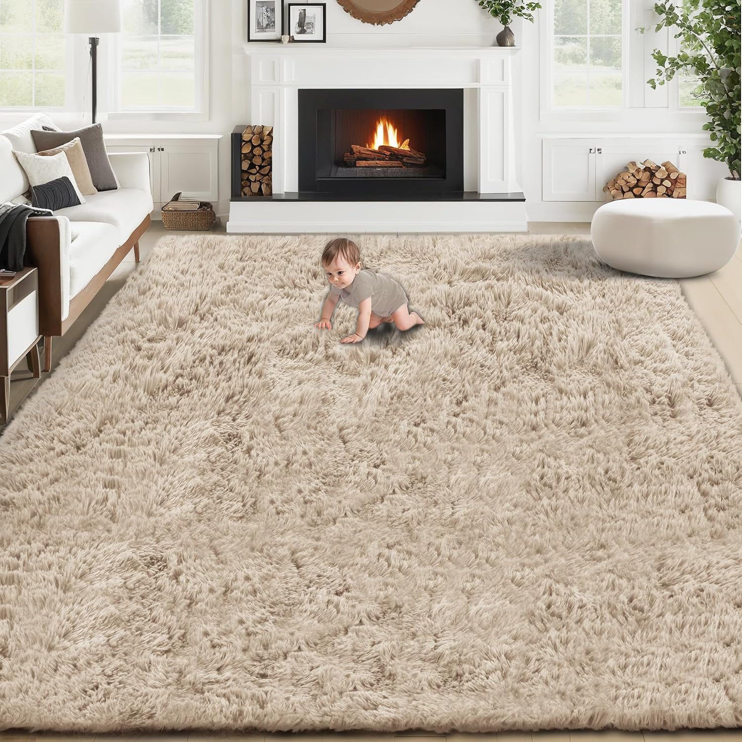 Soft Camel Plush Indoor Area Rug 8x10