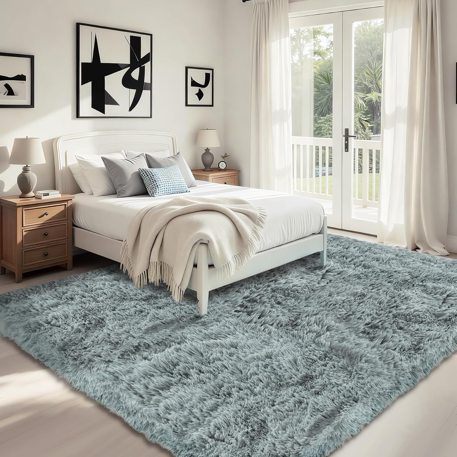 Washable Fluffy Shag Area Rug 5x8
