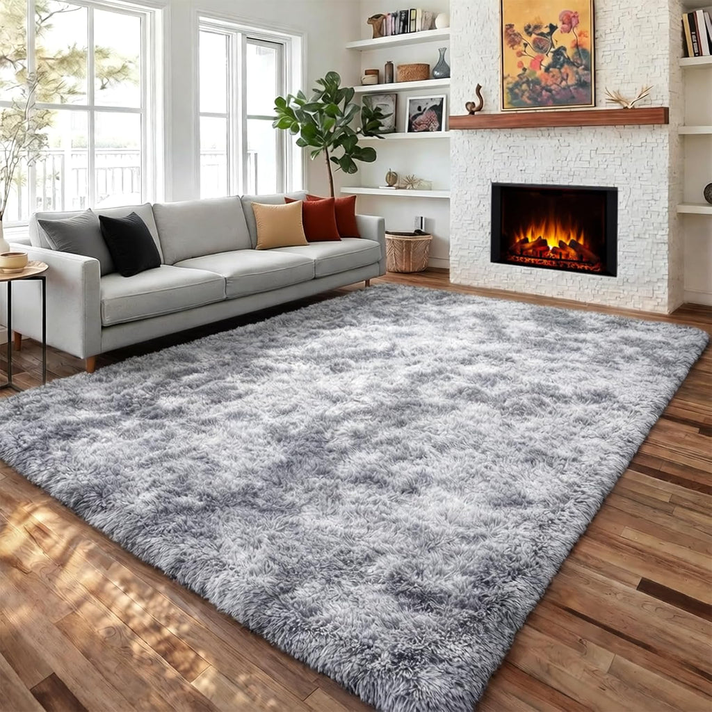 Grey Shaggy Area Rug 4x6 Washable