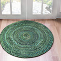 Green Hunter Braided Chindi Round Rug