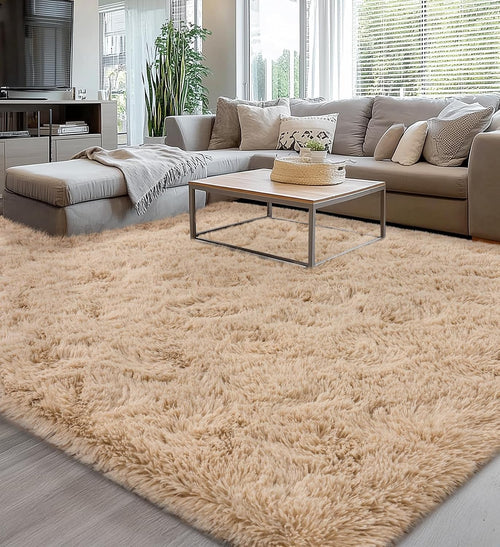 Beige Washable Fluffy Area Rug 8x10