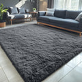 Grey Fluffy Shag Area Rug 5x8
