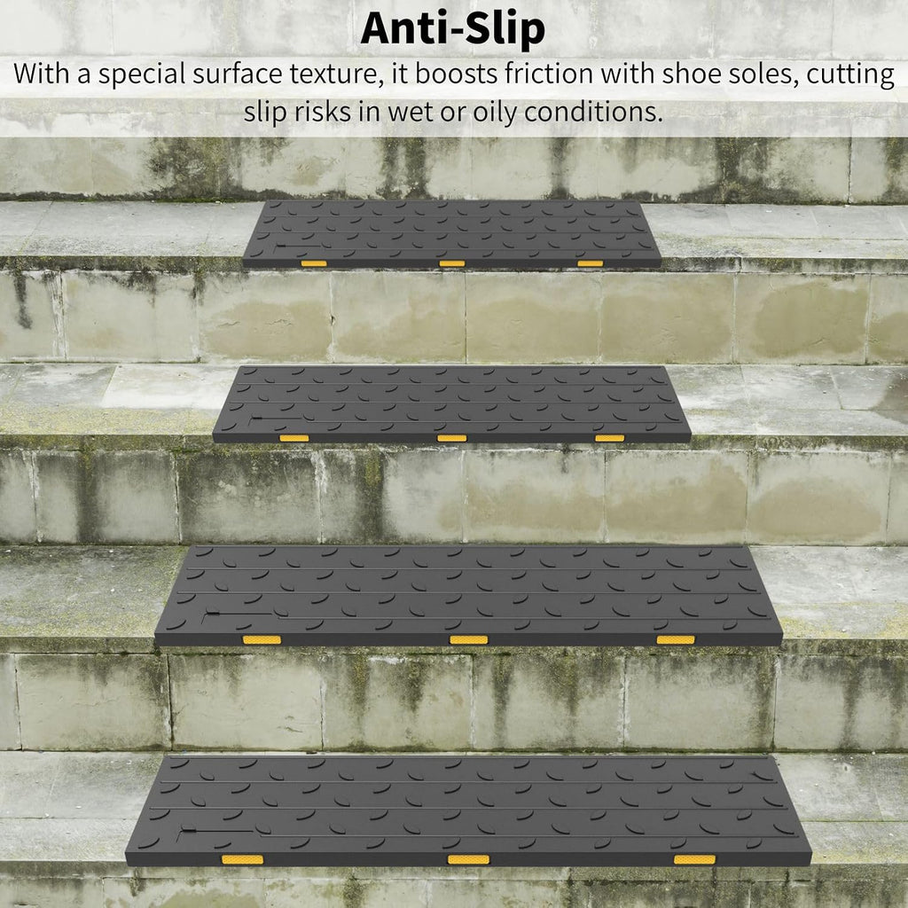 Heavy-Duty Rubber Anti-Slip Reflective Stair Treads 10 Pack