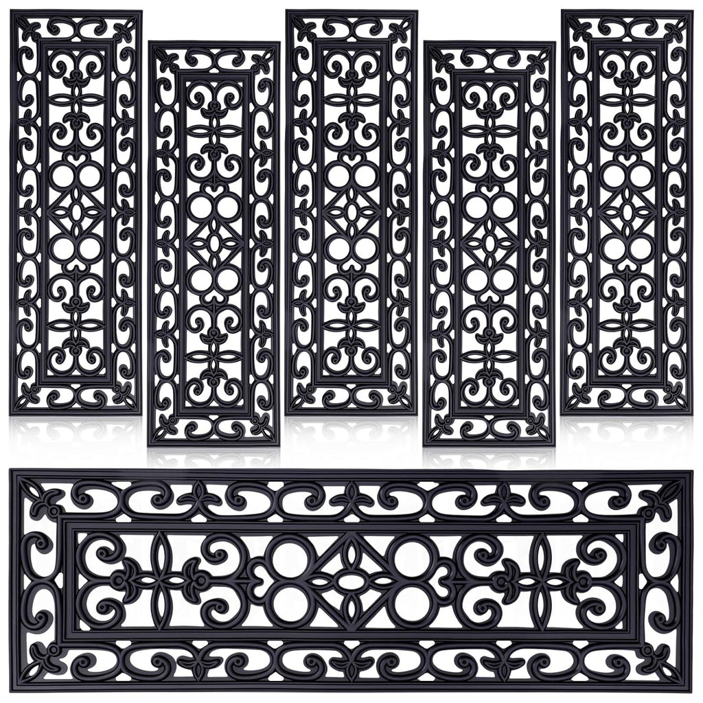 Black Scroll Pattern Rubber Stair Treads 6 Pack