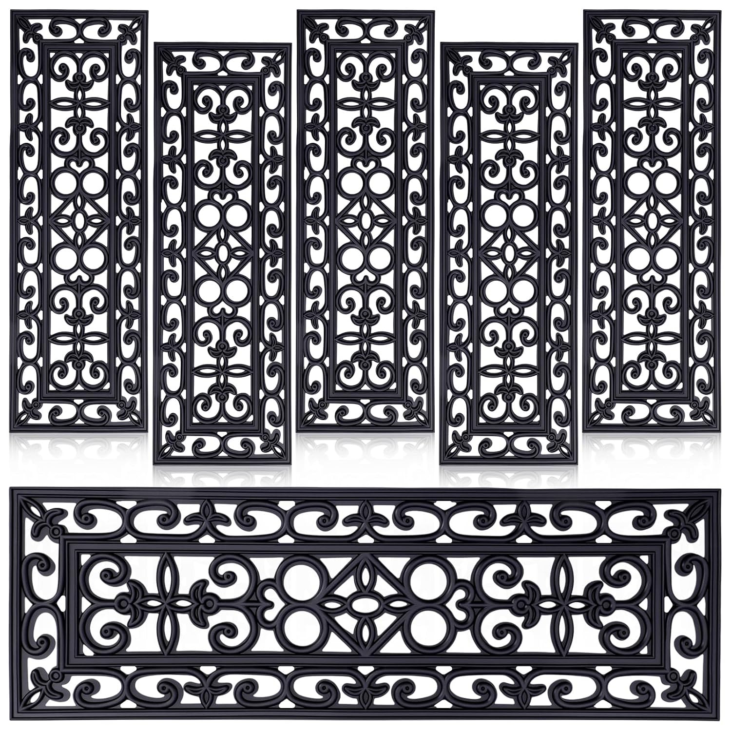 Black Scroll Pattern Rubber Stair Treads 6 Pack