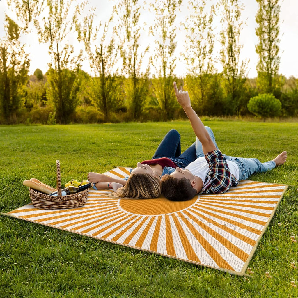 Orange Waterproof Reversible Plastic Outdoor Rug