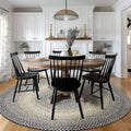 Gray Beige Farmhouse Reversible Round Rug