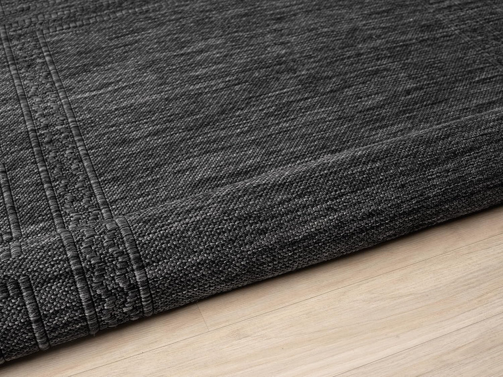 Charcoal Modern Bordered Indoor Outdoor Rug