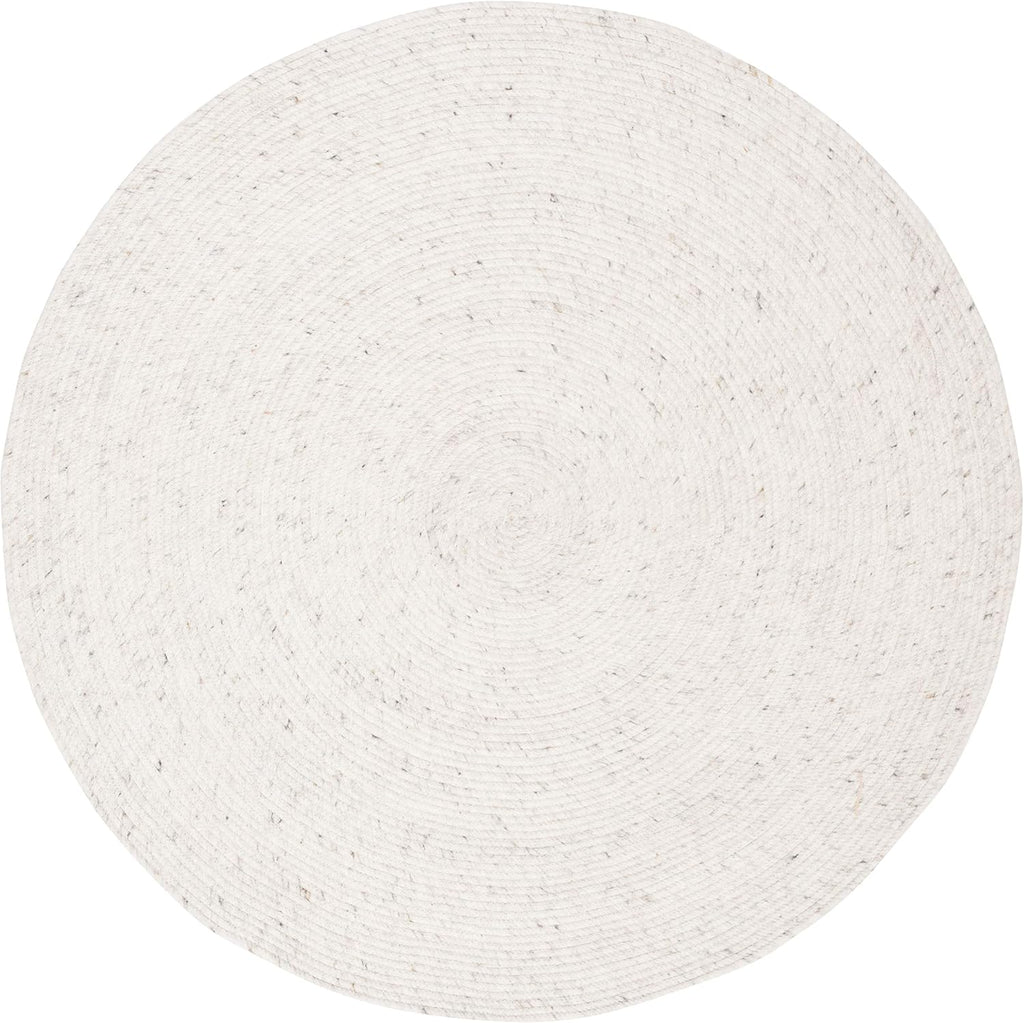 Light Beige Wool Braided Handwoven Round Rug