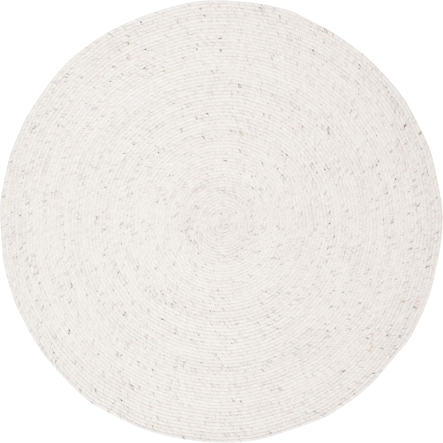 Light Beige Wool Braided Handwoven Round Rug