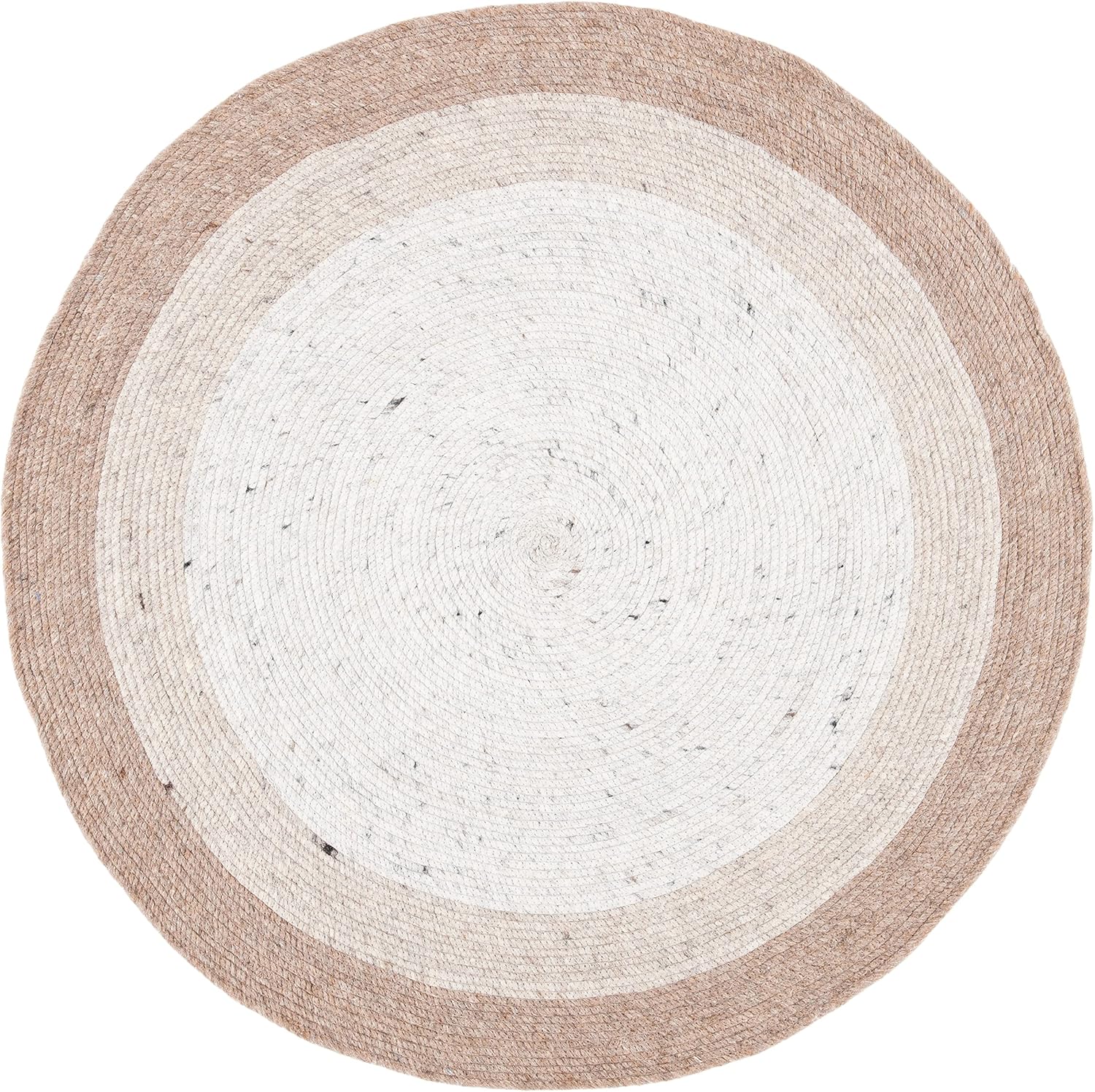 Beige Ivory Handwoven Wool Round Rug