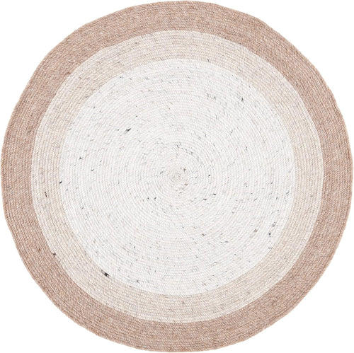 Beige Ivory Handwoven Wool Round Rug