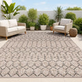 Natural Black Moroccan Geometric Indoor Outdoor Rug
