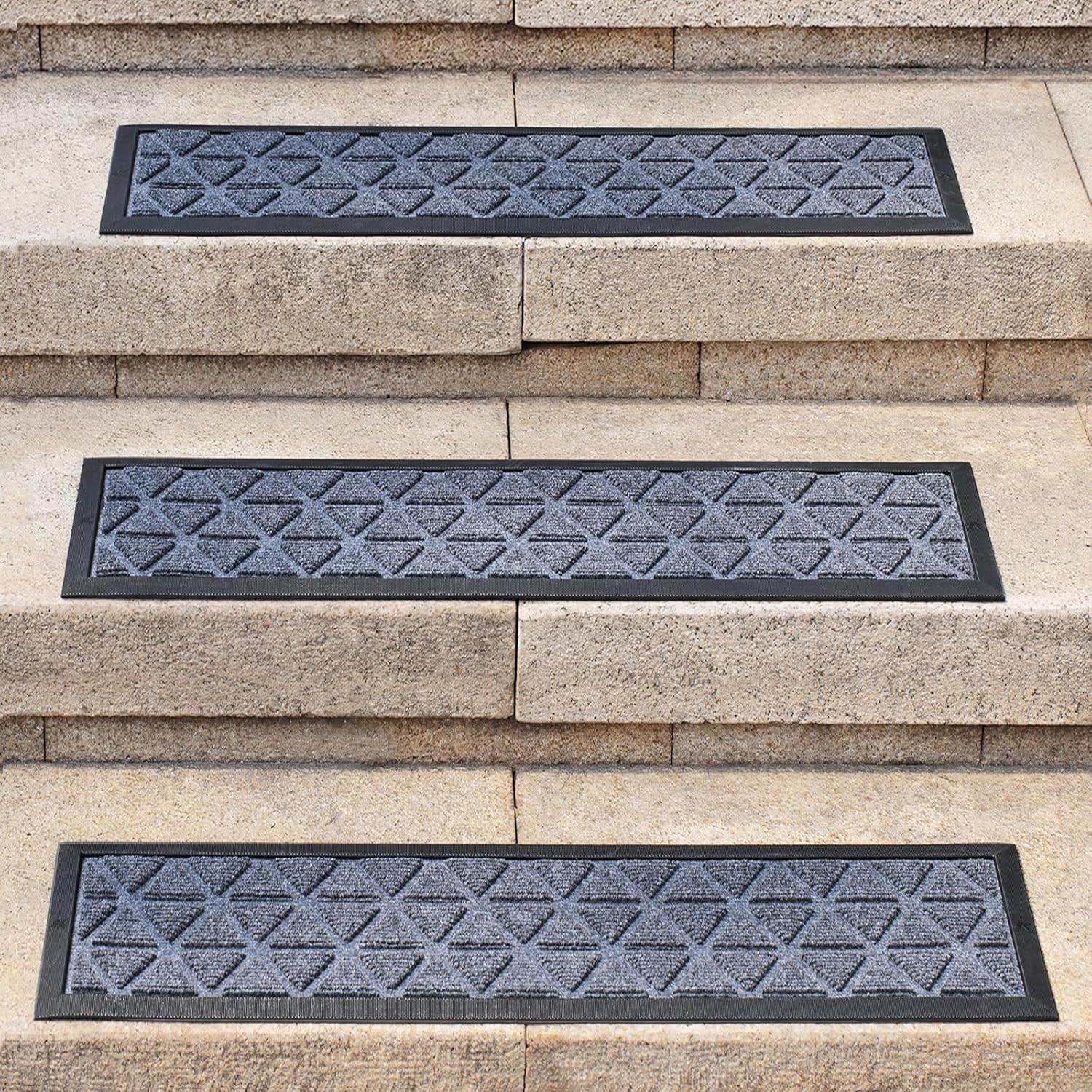 Indoor Outdoor Rubber Stair Treads 3 Pack