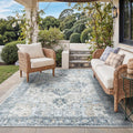 Blue Boho Waterproof Indoor Outdoor Rug