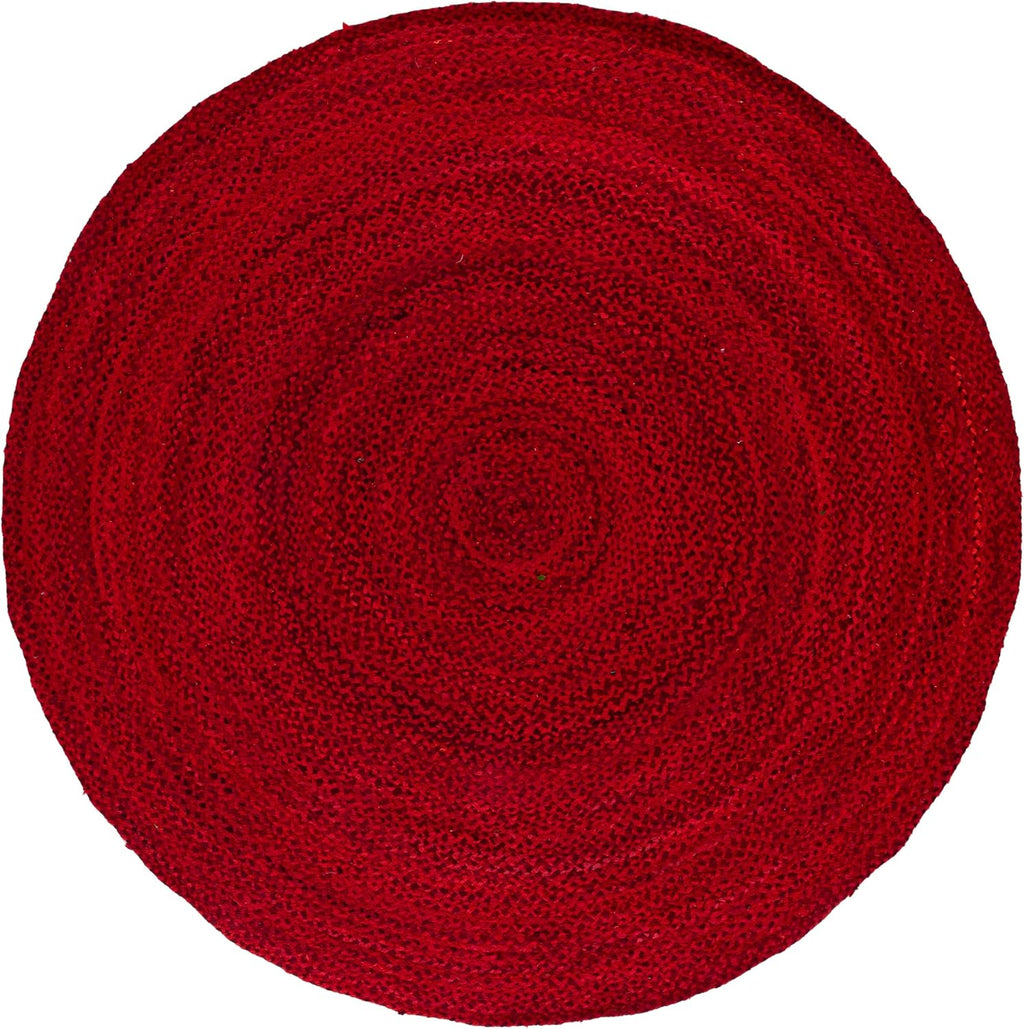 Braided Round Rug 8', Red