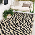 Black Beige Reversible Waterproof Outdoor Rug