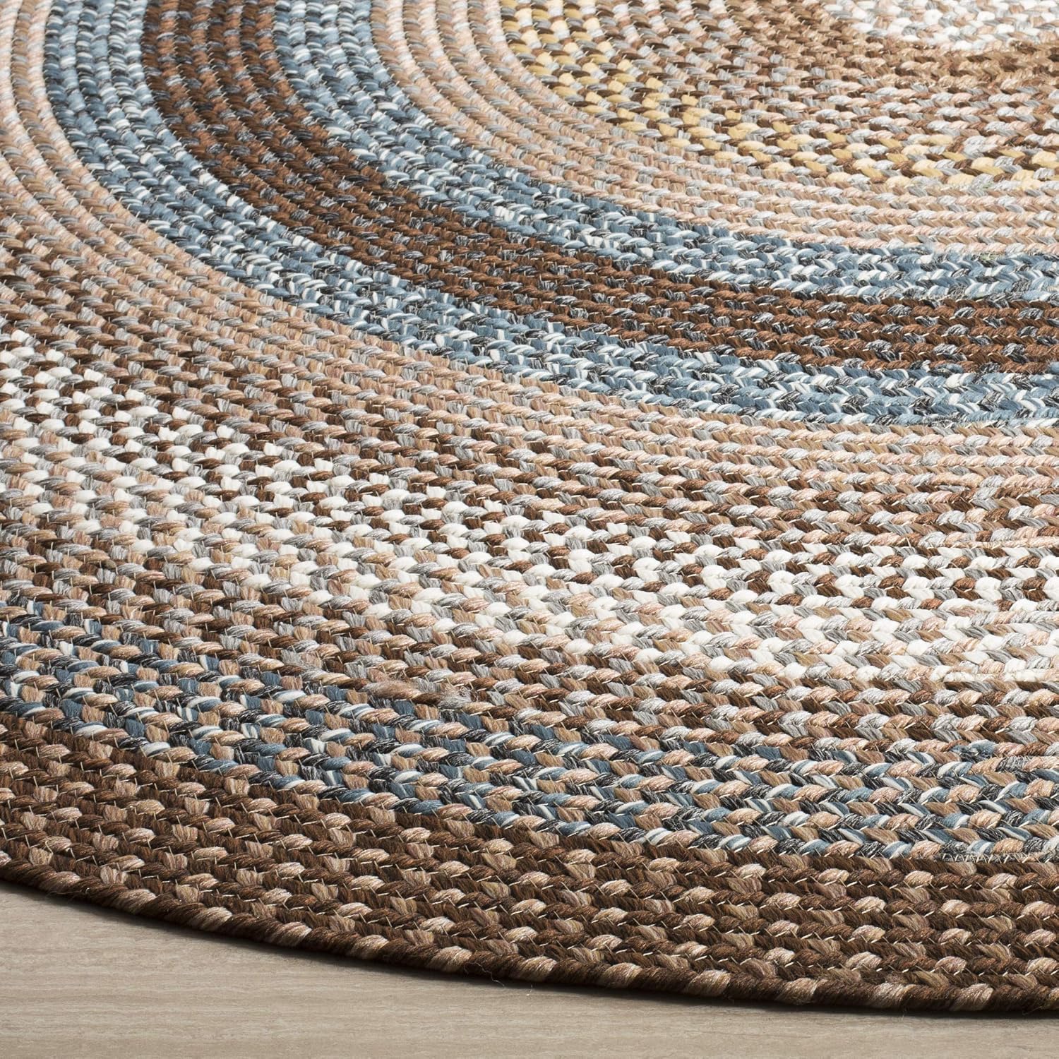 Brown Multi Braided Indoor Outdoor Round Rug