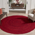 Braided Round Rug 8', Red