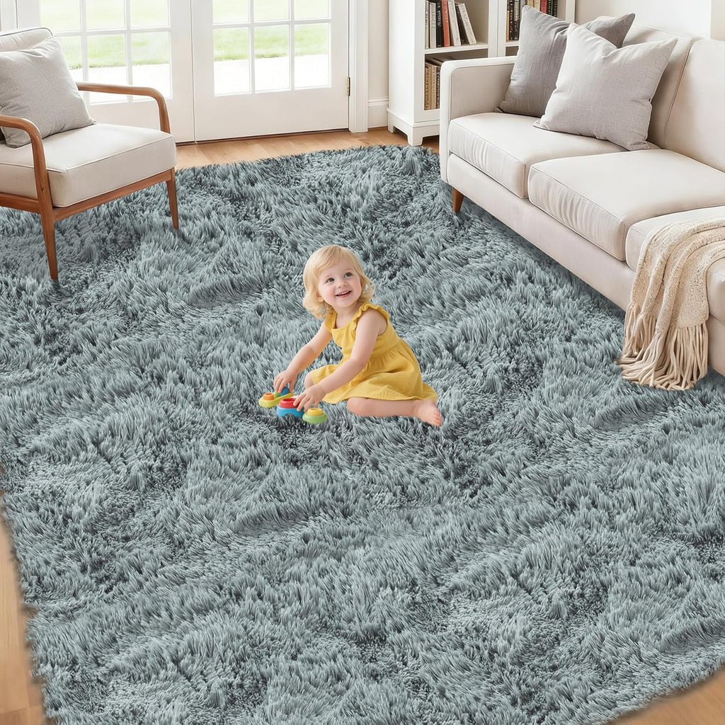 Washable Fluffy Shag Area Rug 5x8