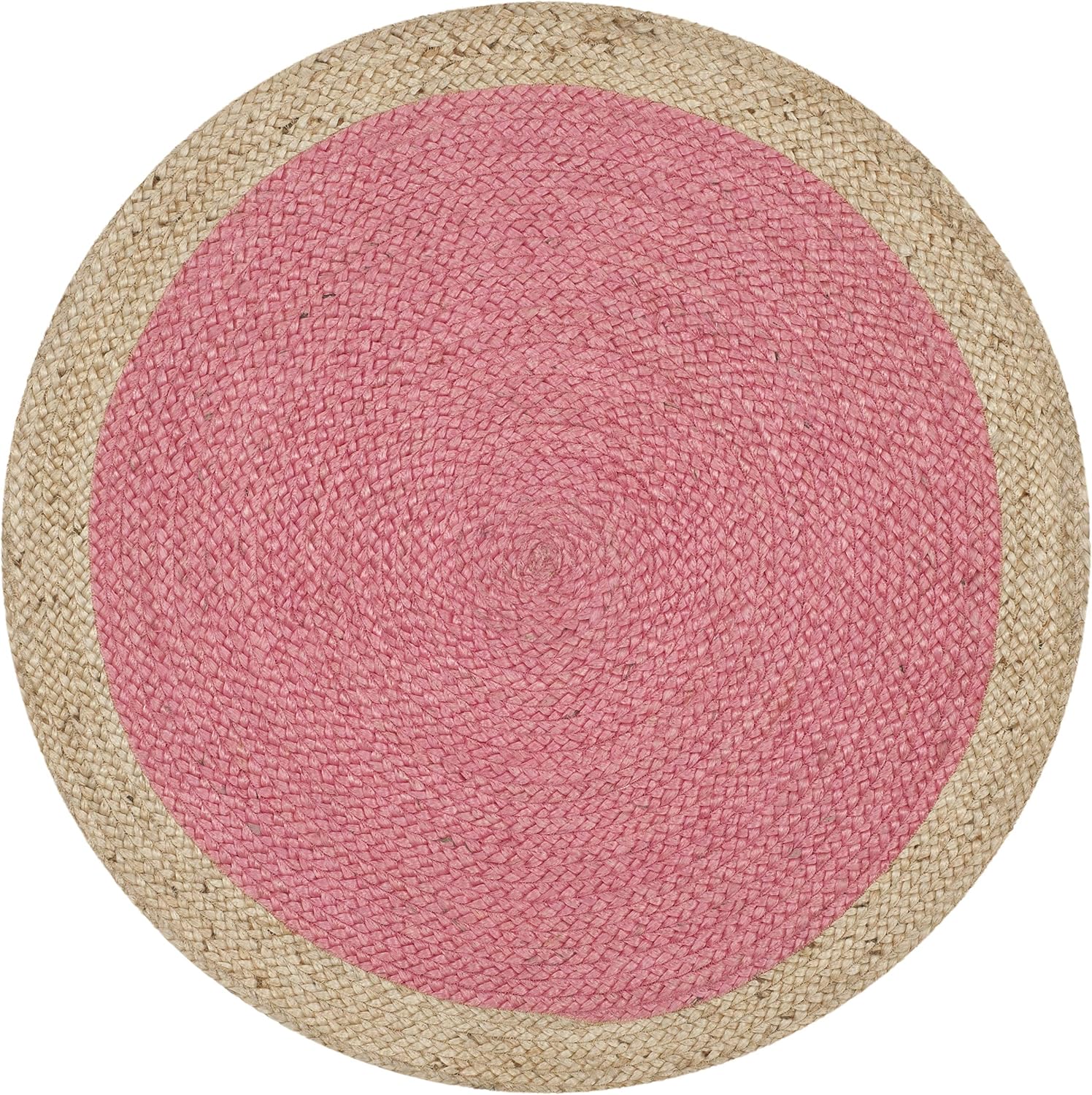 Pink Natural Braided Jute Round Area Rug