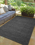 Charcoal Modern Bordered Indoor Outdoor Rug