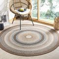 Brown Multi Braided Indoor Outdoor Round Rug
